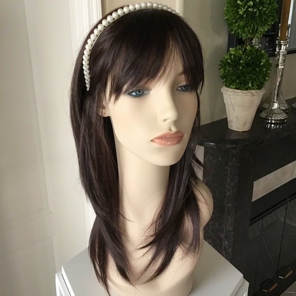 NEW White Faux Pearl Head Band Hair Bridal Bridesmaid Party Princess Formal Halo - Picture 10 of 12